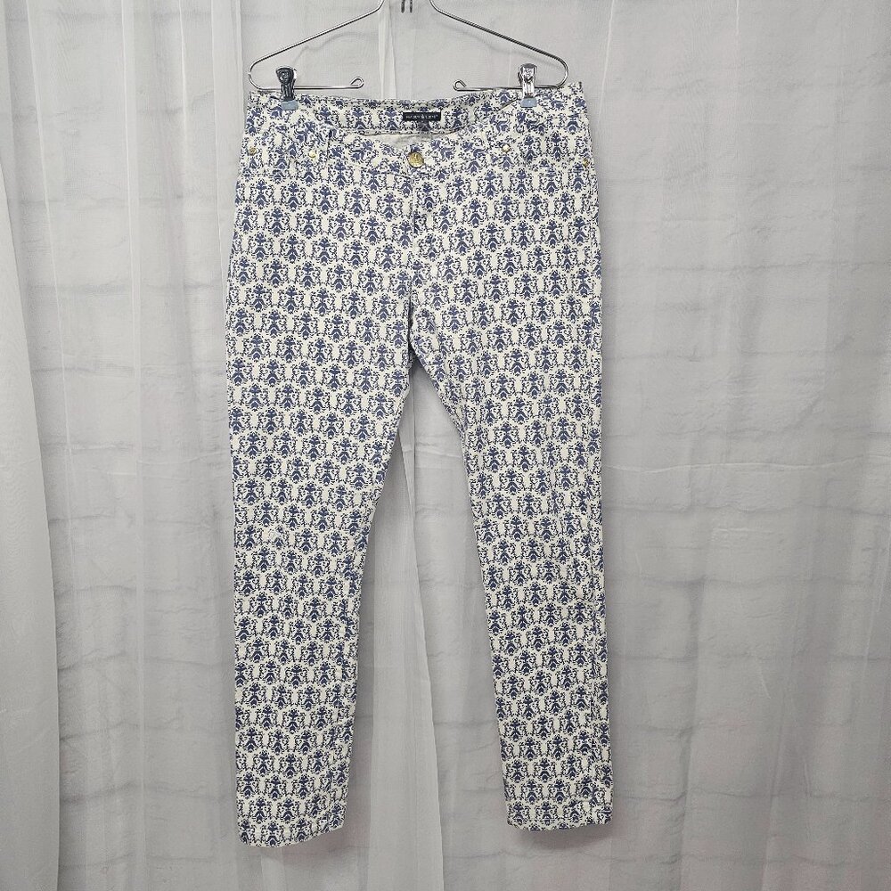 Blue White Floral Straight Leg Jeans Boho Cottagecore Festival 8